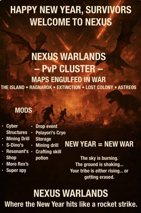 NEXUS WARLANDS | ASA PvP | 4‑Man | No Wipe | Events |